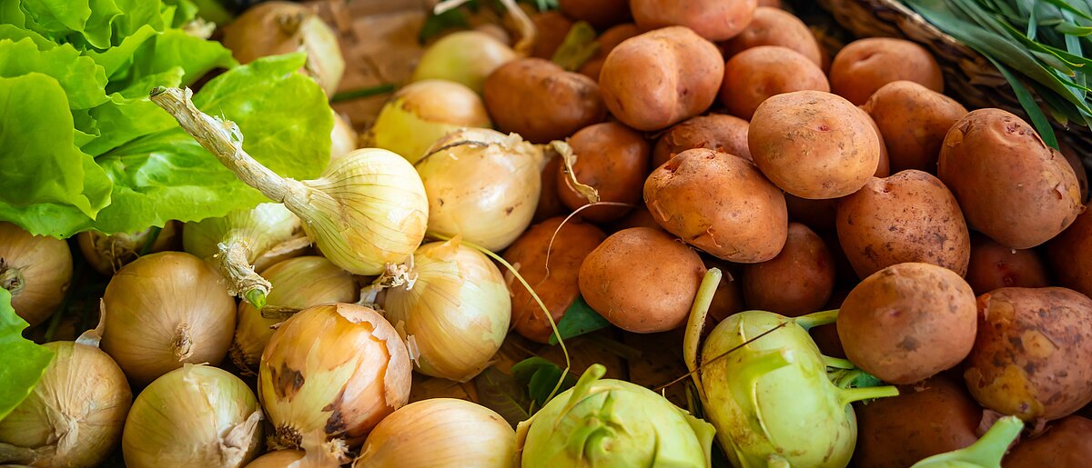Gemüse aus einem reginalem Markt auf einem Bauernhof