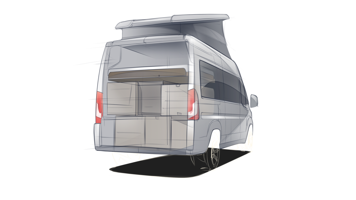 Illustration VANTourer panel van: 40% more rear storage space for everyday loading