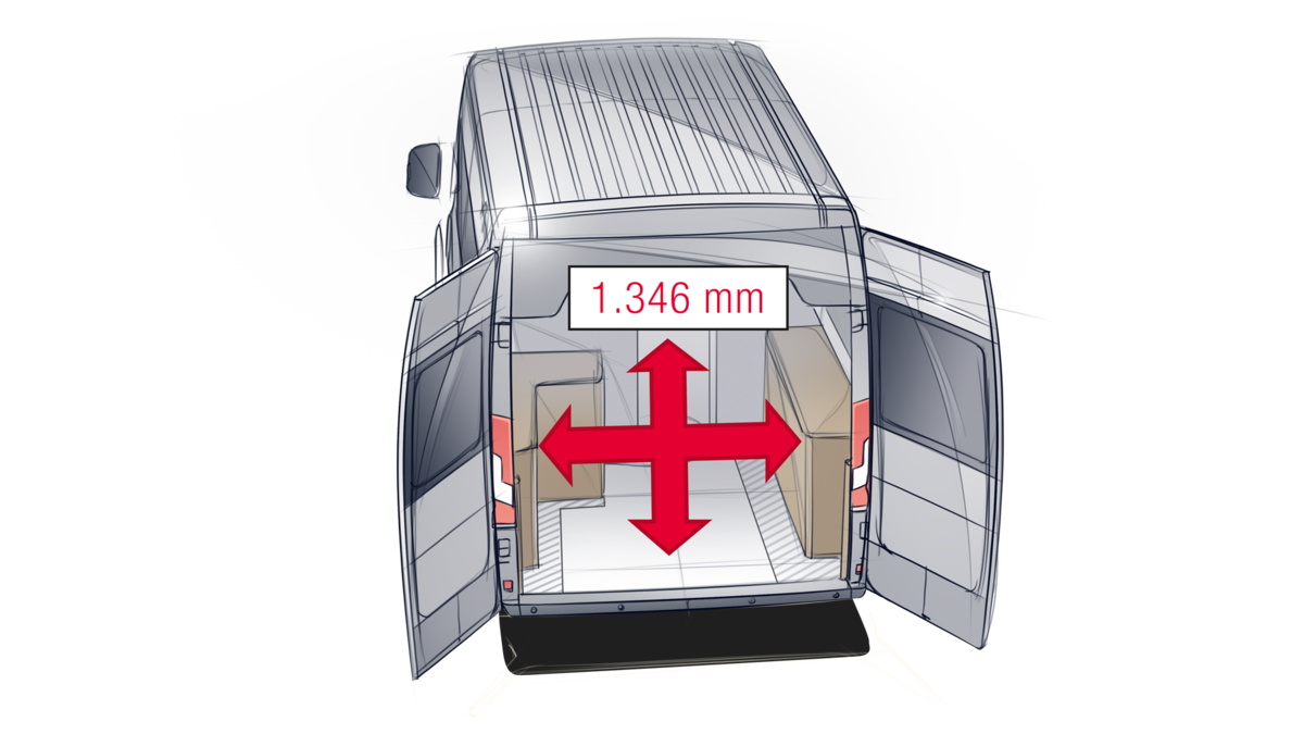Illustration VANTourer Kastenwagen: 40% mehr Heckstauraum