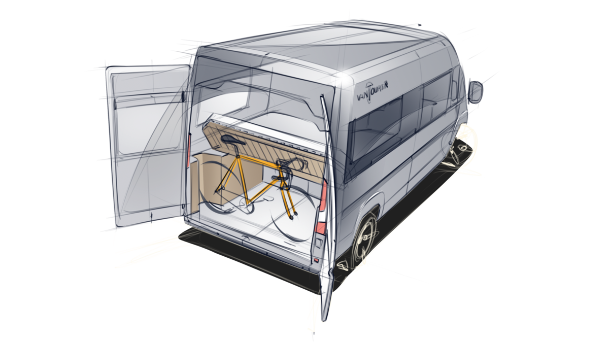Illustration VANTourer Kastenwagen: 40% mehr Heckstauraum für Beladung