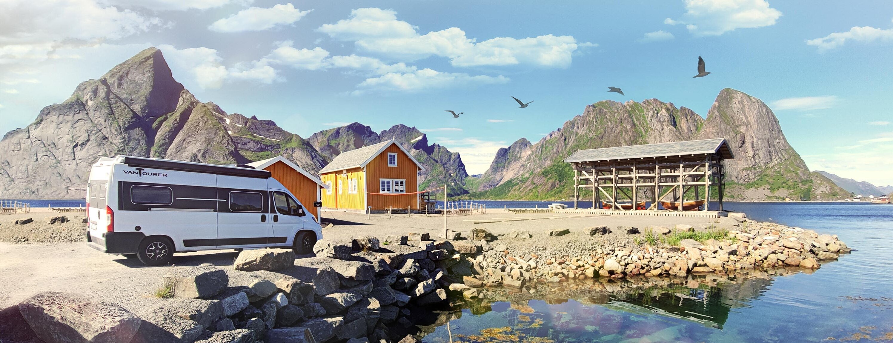 VANTourer Kastenwagen am norwegischen Fjord – Campervan mit Bergpanorama und Sommerstimmung